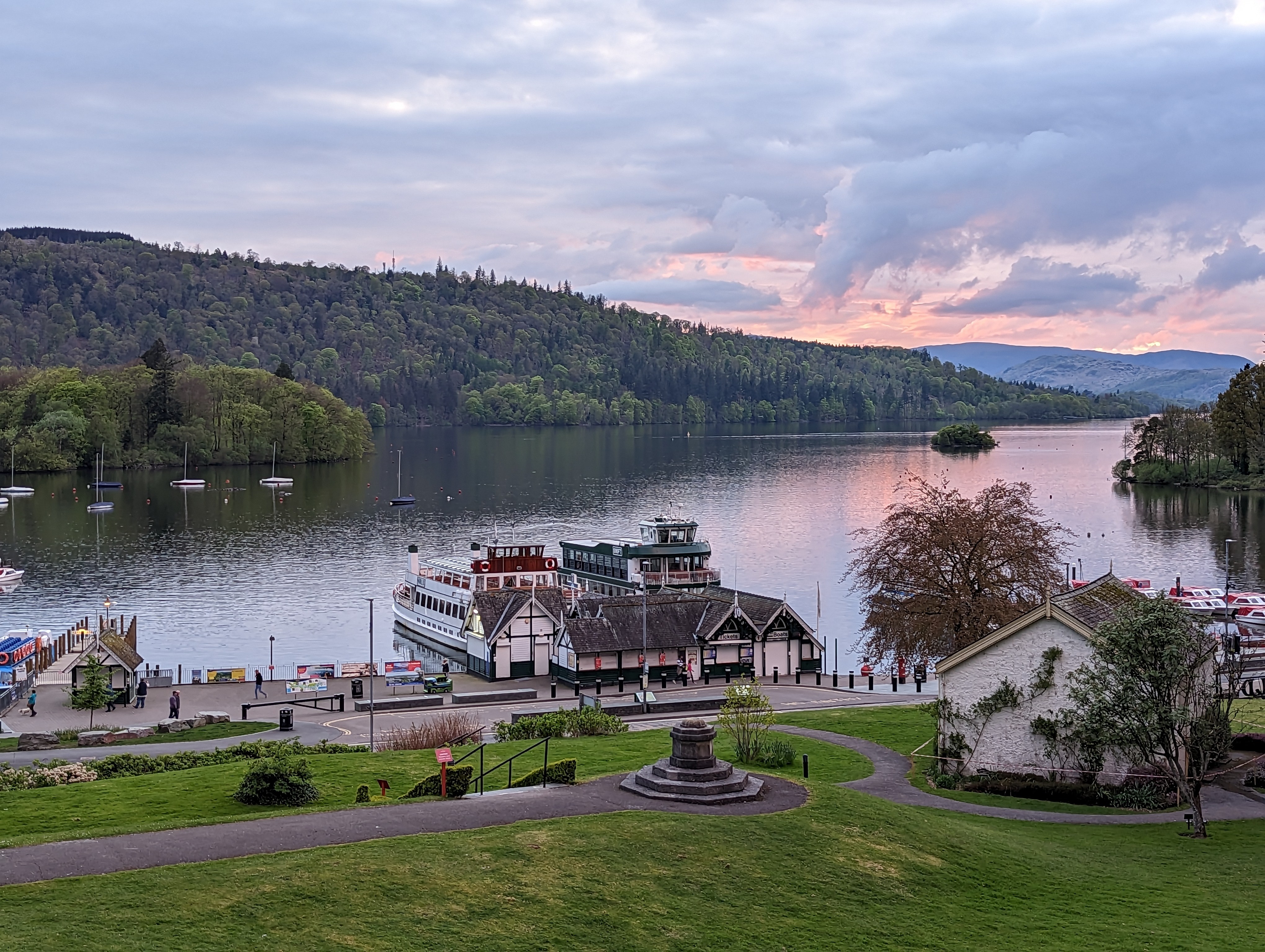 The view from our hotel room in The Belsfield Hotel on the shore of Lake Windermere