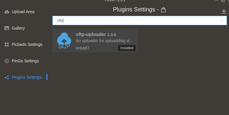 a screenshot of the plugin page showing the sftp plugin