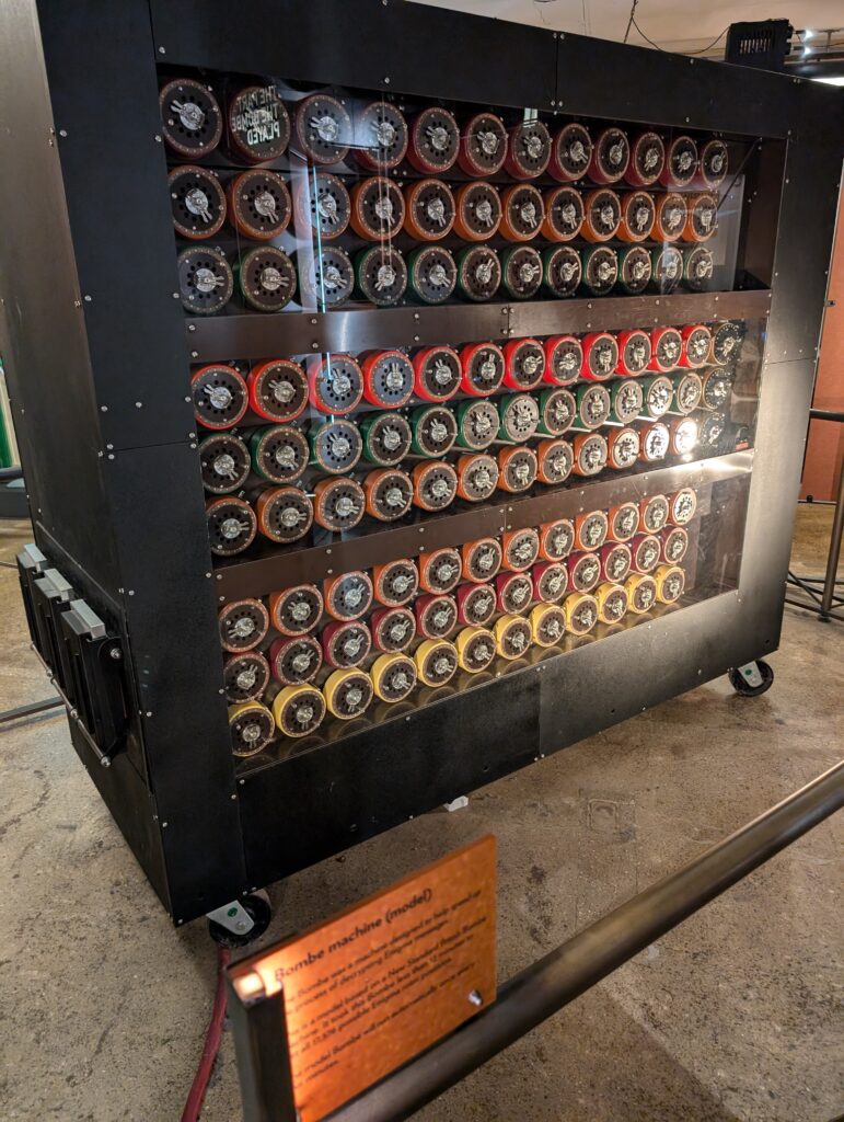 a cabinet full of rows cylindrical rotors which were used to brute force enigma cypher keys